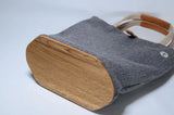 upholstery fabrics × wood TOTE BAG 【Ribbonネイビー/イエロー】